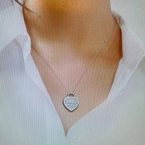 Dog tag Necklace with Heart charm